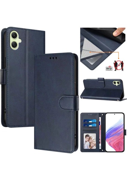 Samsung Galaxy A05 4g Flip Book Deri Cüzdan Çapraz Askılı Bileklik Bileklik Rfıd Engelleme Kılıfı (Yurt Dışından)