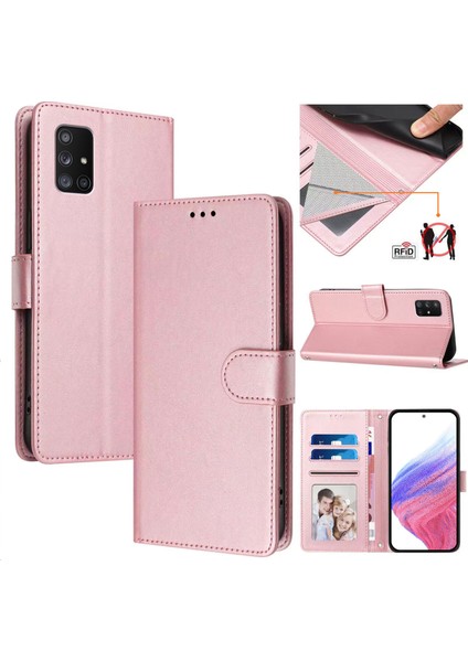 Samsung Galaxy A71 5g Flip Book Deri Cüzdan Çapraz Askılı Bileklik Bileklik Rfıd Engelleme Kılıfı (Yurt Dışından)
