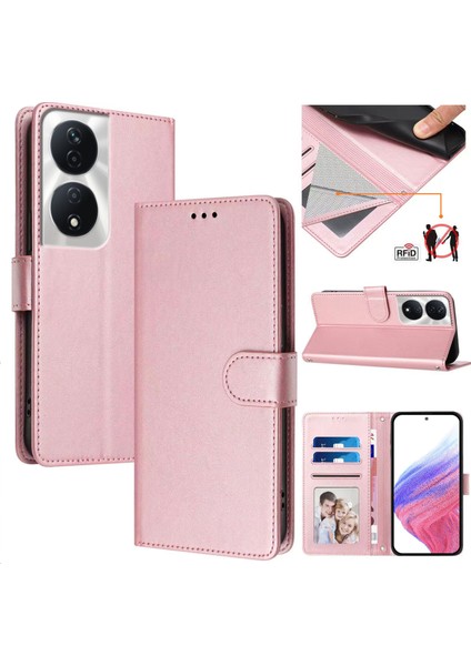 Honor X7B Flip Book Deri Cüzdan Çapraz Askılı Bileklik Bileklik Rfıd Engelleme Kılıfı (Yurt Dışından)