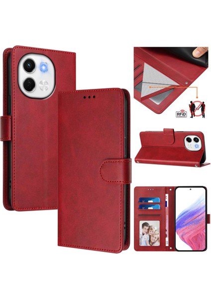 Tecno Spark 30 5g Flip Book Deri Cüzdan Çapraz Askılı Bileklik Bileklik Rfıd Engelleme Kılıfı (Yurt Dışından)