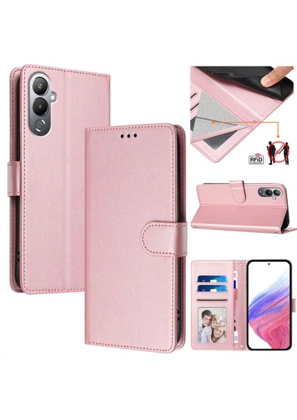 Tecno Pova 4 Pro Flip Book Deri Cüzdan Çapraz Askılı Bileklik Bileklik Rfıd Engelleme Kılıfı (Yurt Dışından)