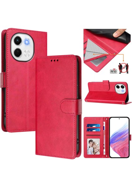 Tecno Spark 30 5g Flip Book Deri Cüzdan Çapraz Askılı Bileklik Bileklik Rfıd Engelleme Kılıfı (Yurt Dışından)