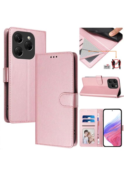 Tecno Spark 20 Pro Flip Book Deri Cüzdan Çapraz Askılı Bileklik Bileklik Rfıd Engelleme Kılıfı (Yurt Dışından)