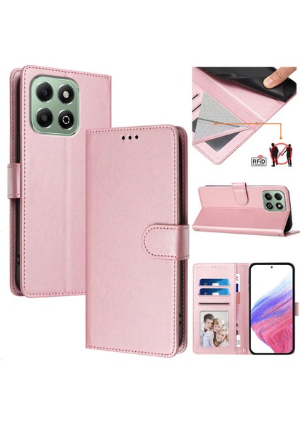 Honor X6B Flip Book Deri Cüzdan Çapraz Askılı Bileklik Bileklik Rfıd Engelleme Kılıfı (Yurt Dışından)