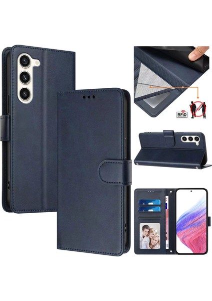 Samsung Galaxy S23 Plus 5g Flip Book Deri Cüzdan Çapraz Askılı Bileklik Bileklik Rfıd Engelleme Kılıfı (Yurt Dışından)