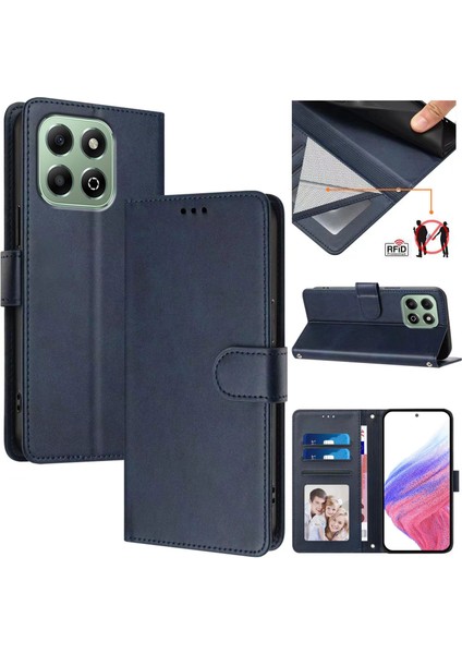 Honor X6B Flip Book Deri Cüzdan Çapraz Askılı Bileklik Bileklik Rfıd Engelleme Kılıfı (Yurt Dışından)