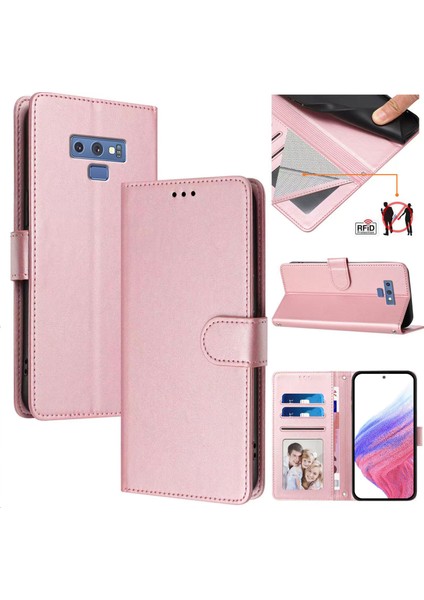 Samsung Galaxy Note 9 Flip Book Deri Cüzdan Çapraz Askılı Bileklik Bileklik Rfıd Engelleme Kılıfı (Yurt Dışından)