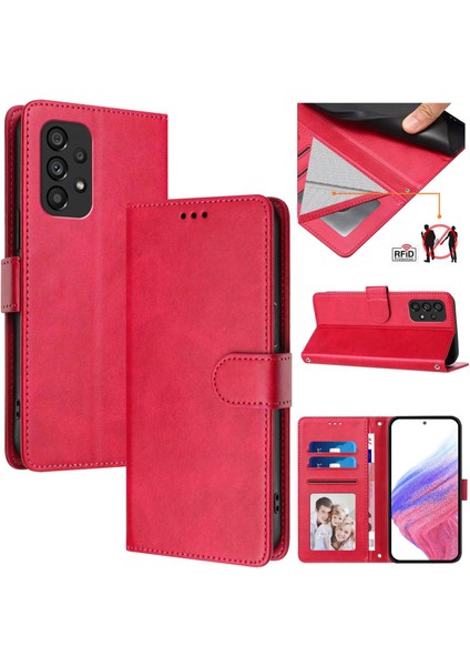 Samsung Galaxy A53 5g Flip Book Deri Cüzdan Çapraz Askılı Bileklik Bileklik Rfıd Engelleme Kılıfı (Yurt Dışından)