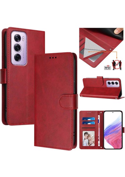 Oppo Reno 12 Pro 5g Flip Book Deri Cüzdan Çapraz Askılı Bileklik Bileklik Rfıd Engelleme Kılıfı (Yurt Dışından)