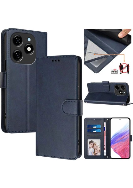 Tecno Spark 20 Flip Book Deri Cüzdan Çapraz Askılı Bileklik Bileklik Rfıd Engelleme Kılıfı (Yurt Dışından)