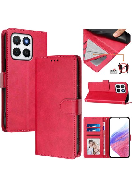 Honor X8C 4g Flip Book Deri Cüzdan Çapraz Askılı Bileklik Bileklik Rfıd Engelleme Kılıfı (Yurt Dışından)