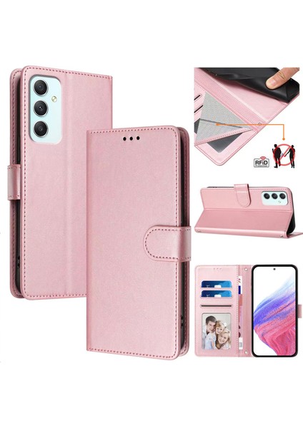 Samsung Galaxy A35 5g Flip Book Deri Cüzdan Çapraz Askılı Bileklik Bileklik Rfıd Engelleme Kılıfı (Yurt Dışından)