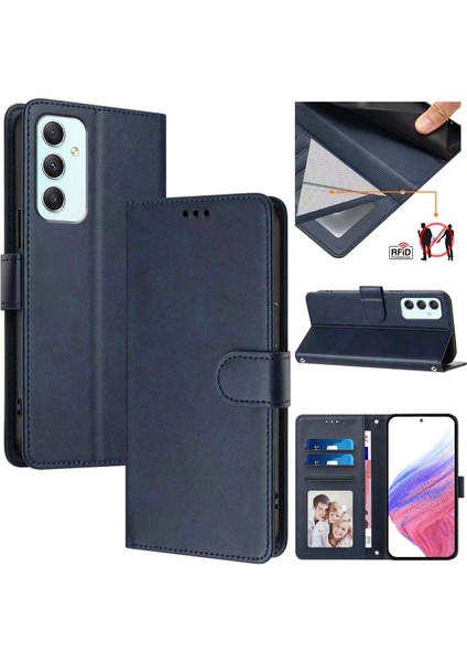 Samsung Galaxy A35 5g Flip Book Deri Cüzdan Çapraz Askılı Bileklik Bileklik Rfıd Engelleme Kılıfı (Yurt Dışından)
