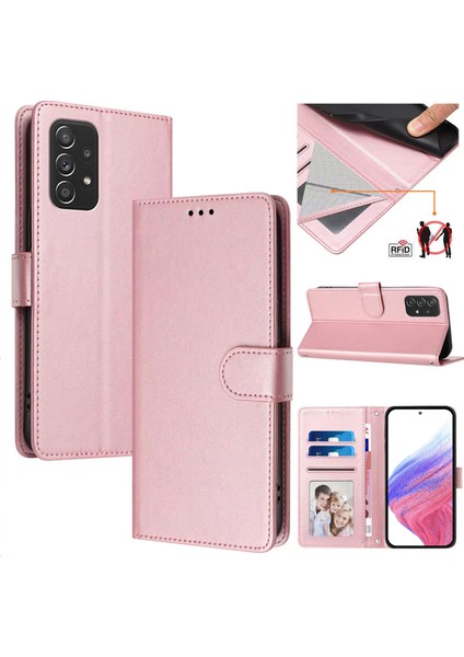 Samsung Galaxy A52 5G/A52S 5g Flip Book Deri Cüzdan Çapraz Askılı Bileklik Bileklik Rfıd Engelleme Kılıfı (Yurt Dışından)