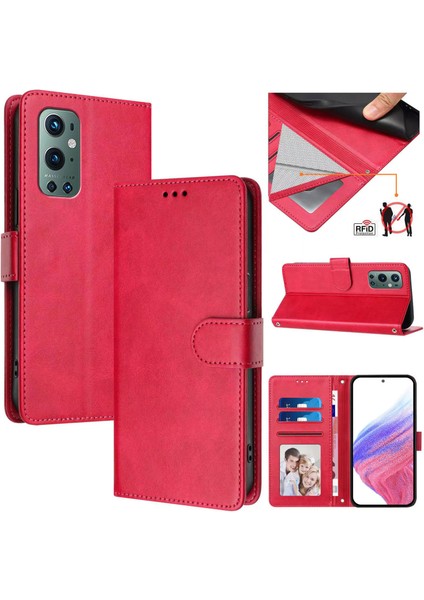 Oneplus 9 Pro Flip Book Deri Cüzdan Çapraz Askılı Bileklik Bileklik Rfıd Engelleme Kılıfı (Yurt Dışından)
