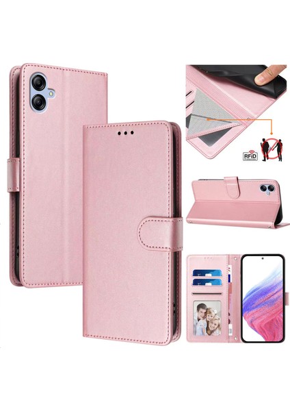 Samsung Galaxy A04E 4g Flip Book Deri Cüzdan Çapraz Askılı Bileklik Bileklik Rfıd Engelleme Kılıfı (Yurt Dışından)