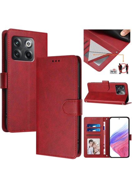 Oneplus 10T 5g Flip Book Deri Cüzdan Çapraz Askılı Bileklik Bileklik Rfıd Engelleme Kılıfı (Yurt Dışından)
