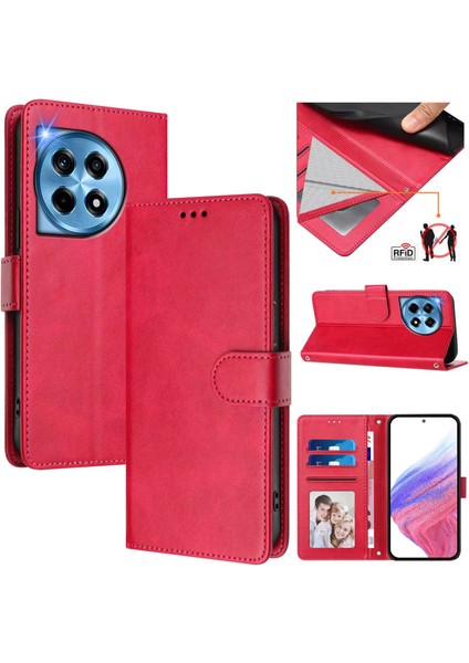 Oneplus 12 5g Flip Book Deri Cüzdan Çapraz Askılı Bileklik Bileklik Rfıd Engelleme Kılıfı (Yurt Dışından)