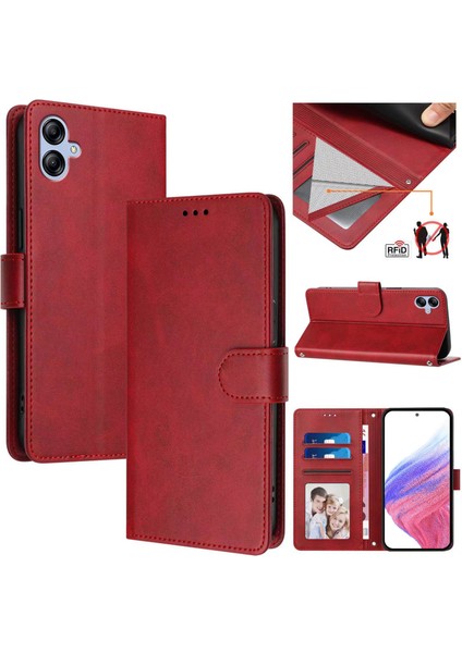 Samsung Galaxy A04E 4g Flip Book Deri Cüzdan Çapraz Askılı Bileklik Bileklik Rfıd Engelleme Kılıfı (Yurt Dışından)