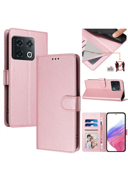 Oneplus 10 Pro 5g Flip Book Deri Cüzdan Çapraz Askılı Bileklik Bileklik Rfıd Engelleme Kılıfı (Yurt Dışından)