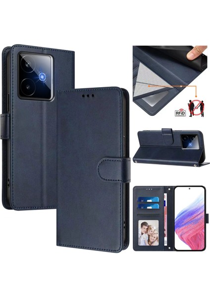 Realme Gt7 Flip Book Deri Cüzdan Çapraz Askılı Bileklik Bileklik Rfıd Engelleme Kılıfı (Yurt Dışından)