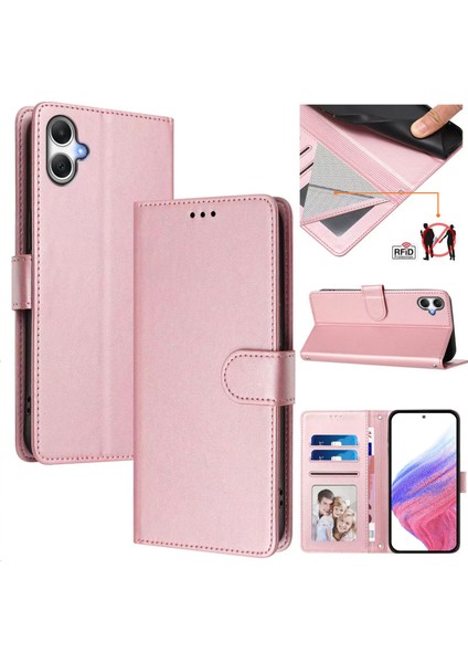 Samsung Galaxy A06 Flip Book Deri Cüzdan Çapraz Askılı Bileklik Bileklik Rfıd Engelleme Kılıfı (Yurt Dışından)