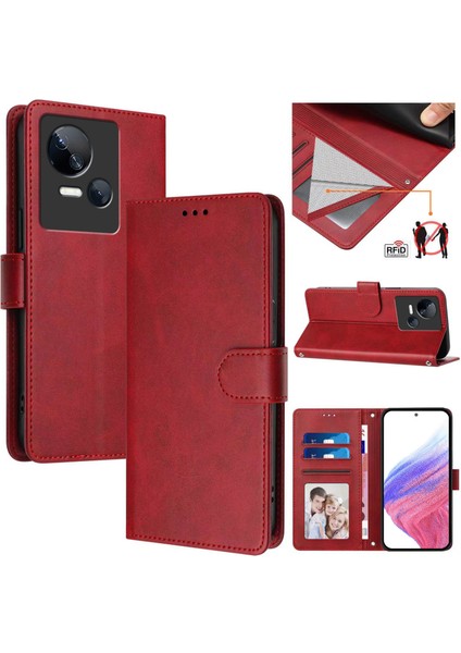 Tecno Spark 10 5g Flip Book Deri Cüzdan Çapraz Askılı Bileklik Bileklik Rfıd Engelleme Kılıfı (Yurt Dışından)