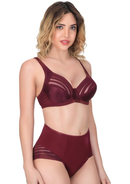 Bordo D Toparlayıcı Sütyen Takım