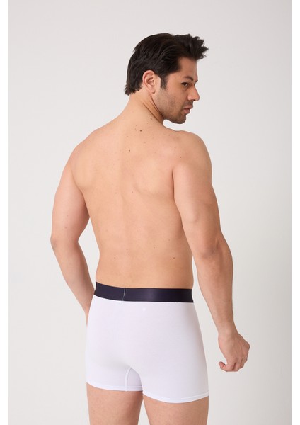 Erkek Boxer 3’lü Paket Beyaz Renk Siyah Bel Bandı Esnek Pamuklu Iç Giyim fırsatları