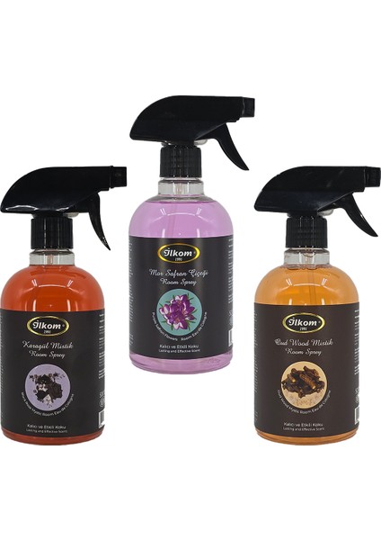 Premium Sprey 500 ml Oud Wood Mistik , Karagül Mistik, Mor Safran 3'lü Set