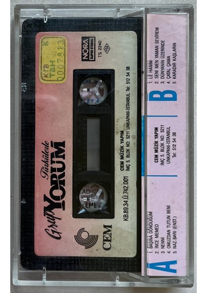 Grup Yorum Türkülerle Kaset (Orjnal 1989 Dönem Kağıt Baskı)