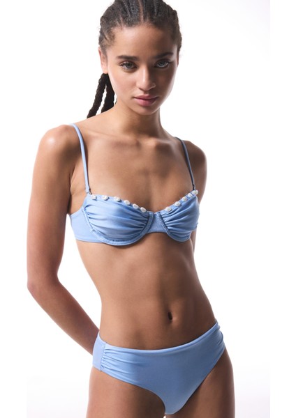 Seashell Mavi Büzgülü Bikini Altı - Gamze Erçel Kolekdiyonu