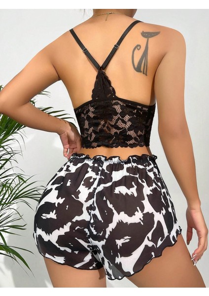 Zebra Desen Büstiyerli Kadın Şortlu Pijama Takım fiyatları
