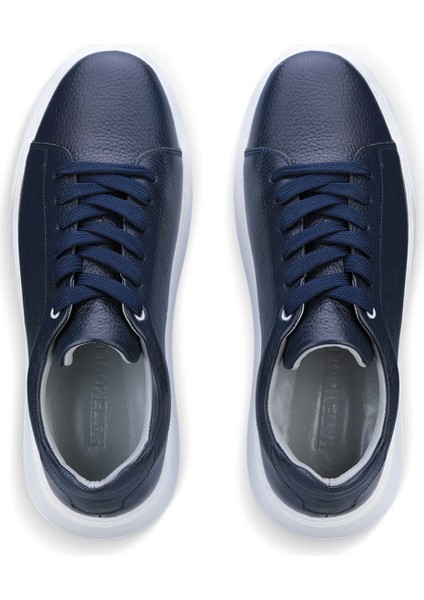 Erkek Lacivert Deri Esnek Taban Bağcıklı Casual Ayakkabı Sneaker fiyatları