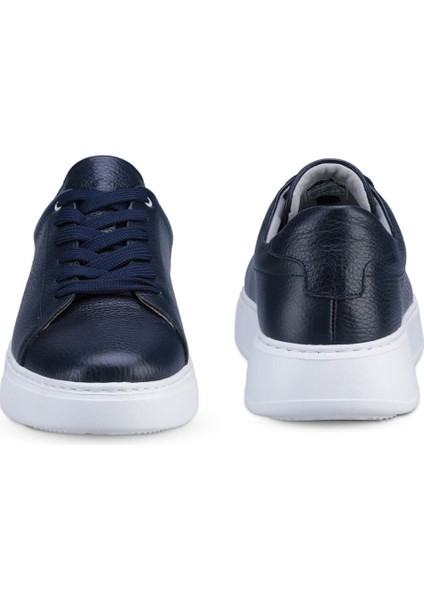 Erkek Lacivert Deri Esnek Taban Bağcıklı Casual Ayakkabı Sneaker modelleri