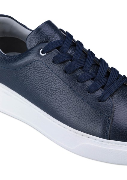 Erkek Lacivert Deri Esnek Taban Bağcıklı Casual Ayakkabı Sneaker fırsatları