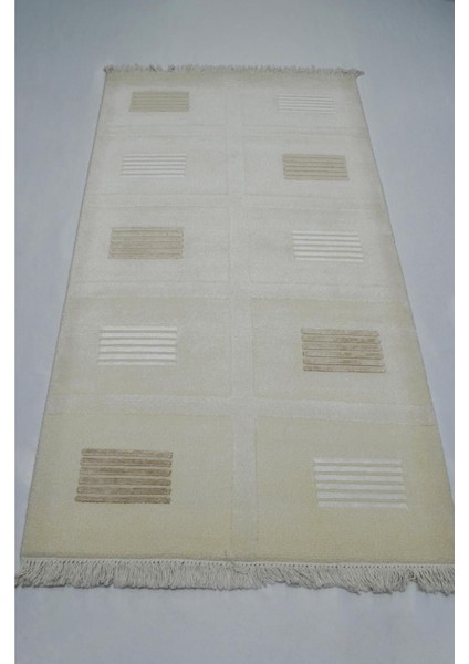 Yüksek Kalite Yünden El Dokuma Krem Renk Nepal Halısı 80X150 cm (1.2 M²)