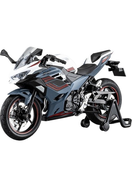 Kawasaki 400 Motosiklet Beyaz ve Gri Model Simülasyon Alaşım Ninja Motosiklet Oyuncak Modeli (Yurt Dışından)