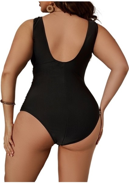 Yaz Yeni Siyah Tek Parça Mayo Düz Renk Büyük Beden Mayo Örme (Yurt Dışından) fiyatları