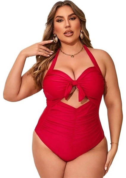 Yaz Yeni Büyük Boy Takım Elbise Tek Parça Mayo Düz Renk Yüksek Elastik Sıcak Stil Mayo (Yurt Dışından) modelleri