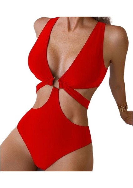 Yaz Modası Düz Renk Mayo Kadın Tek Parça Mayo Güzel Görünümlü Slim Fit (Yurt Dışından)