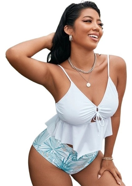 Yeni Yaz Büyük Beden Şişman mm Beyaz Yüksek Bel Bölünmüş Mayo Kadın (Yurt Dışından) fiyatları