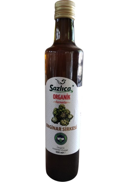 Sazlıca Enginar Sirkesi -500 ml - Cam Şişe - Sertifikalı -Silindir Şişe -Katkısız