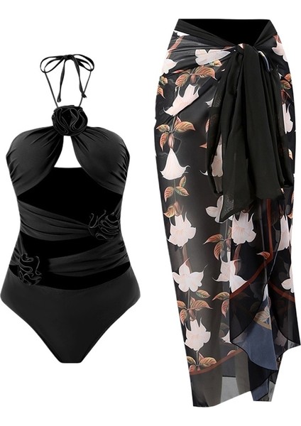 Yaz Yüzme Temel Mayo Kadın Plaj Gazlı Bez Etek Güneş Kremi Tek Parça Mayo (Yurt Dışından)