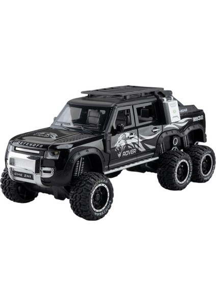 Alaşımlı Araba Modeli Land Rover Defender 6x6 Pikap Arazi Aracı Ses ve Işık Çekmeli Oyuncak Araba Müzik Modeli (Yurt Dışından)