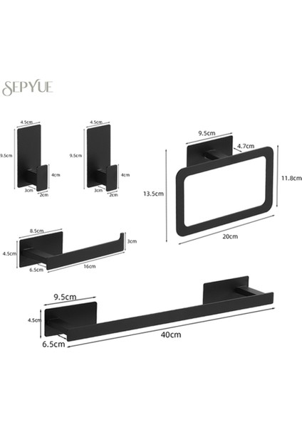 Gümüş Kanca 50 Banyo Aksesuarları Seti Mat Siyah Duvar Raf Tuvalet Rulo Kağıt Tutucu Bornoz Kanca Askı Havlu Ray Bar Raf Halka Banyo Donanım (Yurt Dışından) fırsatları