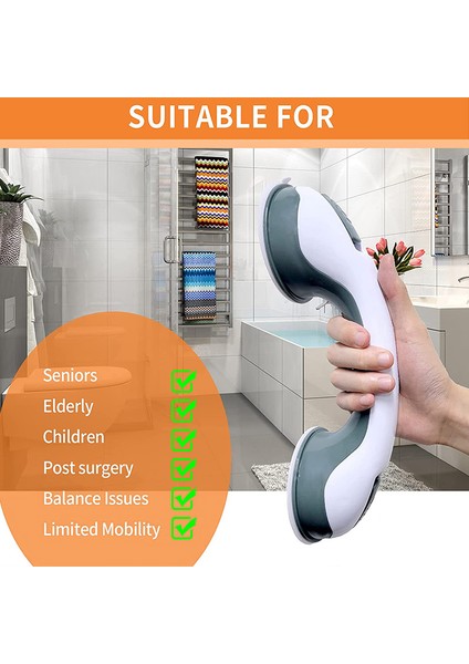 03 1 Adet Duş Kolu Tutunma Çubukları Ultra Kavrama Çift Kilitleme Güvenlik Vantuzları Yardımcı Kolu Anti Kayma Desteği Banyo Aksesuarı (Yurt Dışından)