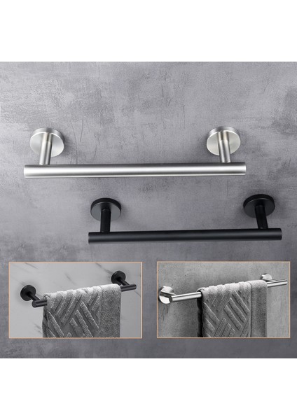 Gümüş 50 1 Adet Paslanmaz Çelik Tek Havlu Askısı Siyah/gümüş Asılı Tutucu W/vida Çubuğu Duvara Montaj Mutfak Banyo Organizatör Minimalist (Yurt Dışından) modelleri
