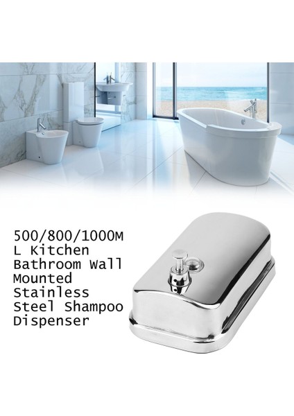 Süper Büyük Boy 500/800/1000ML Mutfak Banyo Duvara Monte Paslanmaz Çelik Pompa Sabun Şampuan Dispenseri (Yurt Dışından)