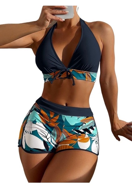 Siyah Bikini Mayo Kadın Yüksek Kaliteli Baskılı Boksör Şort Mayo Sıcak Bahar Mayo (Yurt Dışından)